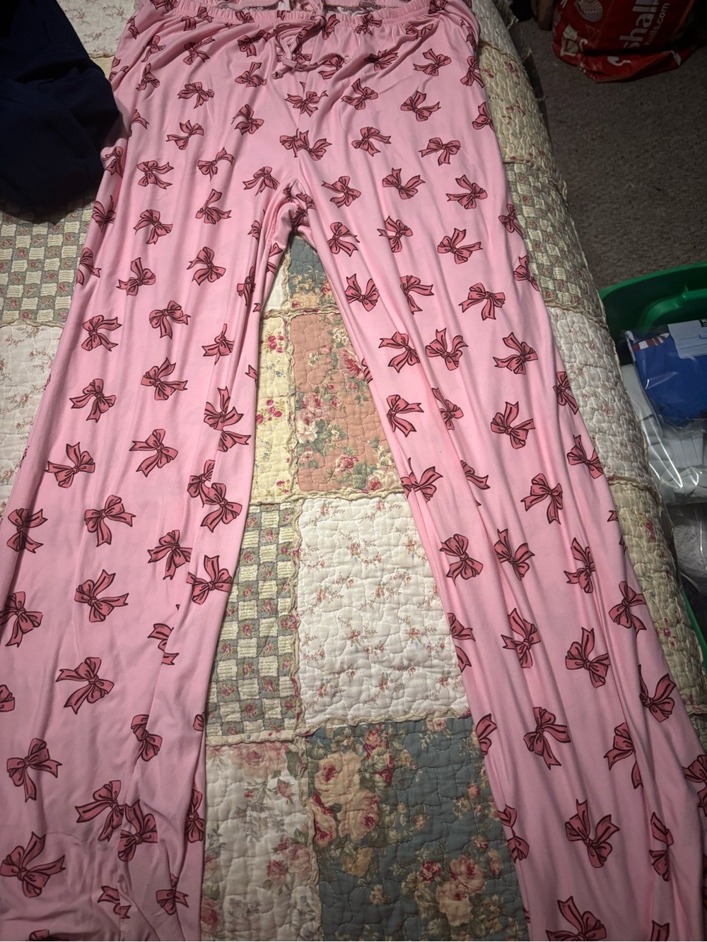 Bobbie Brooks Pink Bow-Print Pajama Pants 2XL